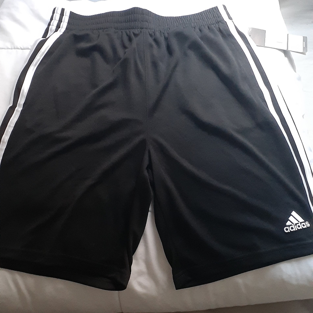ADIDAS Big Boys size:14-16 black/white athletic shorts.